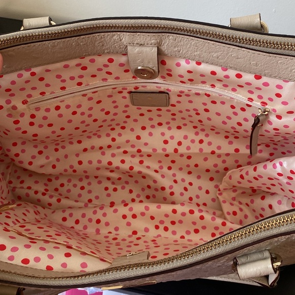 Kate Spade Bristol Drive Loden Embossed Ostrich Soft Taupe Leather Bag - Picture 12 of 16